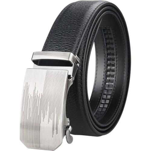 Brand Black Brown Leather Belt for Men Luxury Brand Fashion Automatic Buckle Ratchet Belts Comfort Click Leather Belt Male
