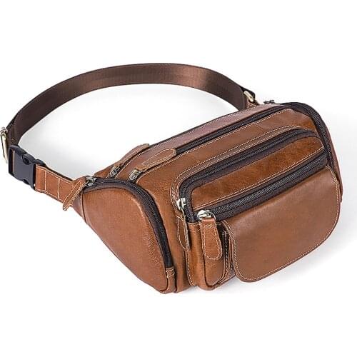 MAHEU genuine leather Travel Waist Bag Fanny Pack men Leather Belt Waist bags phone pouch small chest messenger for man
