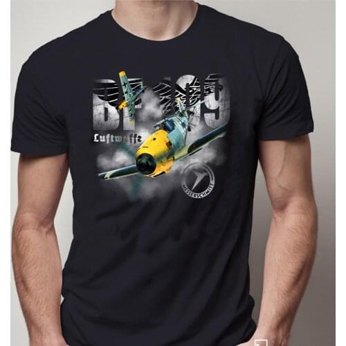 German Luftwaffe BF 109 Messerschmitt Aircraft Vintage Printed T-Shirt , Cotton O-Neck Short Sleeve Mens T-Shirt New Size S-3XL