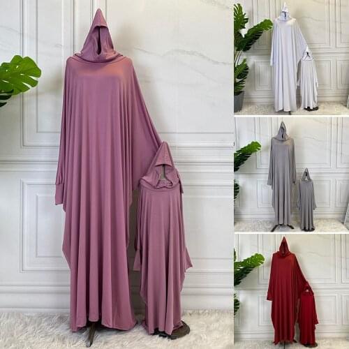 Eid Middle East Dubai Abaya Mom And Daughter Modest Hijab Dress Vestidos Matching Outfits Muslim Arab Maxi Robe Islamic Clothing