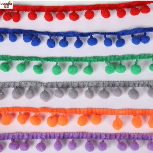 New Arrival 20MM Lace Fabric 5Yard/Lot Pom Pom Trim Ball Fringe Ribbon Sewing Accessories 20 Colors For Home Party Decoration