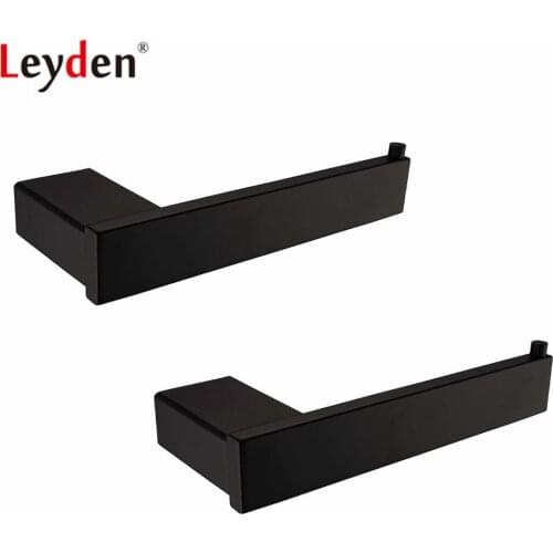 Leyden Black Finish 304 Stainless Steel 2pcs Toilet Paper Holder Wall Mounted Tissue Roll Paper Holder Bathroom Accessories Set
