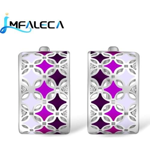 LMFALECA Silver Clip Earrings for Women Pure 925 Sterling Silver Jewelry Purple Enamel Necklace Fine Luxury Jewelry Gift for Her