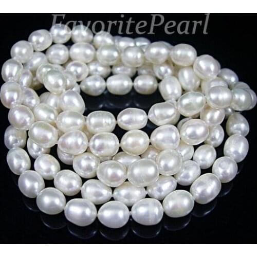 Favorite Pearl Necklace 46 inches 7-8mmx9-10mm AA White Freshwater Pearl Long Necklace Wedding Birthday Women Gift Fine Jewelry
