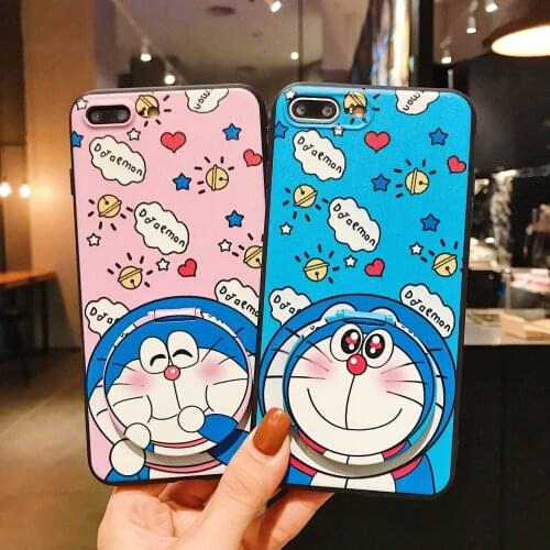 Cute Cartoon Doraemon Mirror Stand Soft Silicone Cover Case For Galaxy A10 A20 A30 A40 A50 A70 A21S A51 A71 Fashion Phone Coque