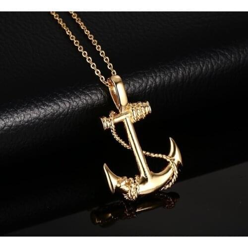 New Style Fashion Pirates of The Caribbean Anchor Pendant Necklace Pirate Cable Chain Domineering Mens Punk Party Jewelry
