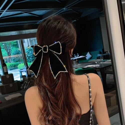 Oaoleer Girls Oversized Bow Knot Hairgrips Linen Barrette Hair Clip Barrettes Crystal Hairgrips Korean Headpiece