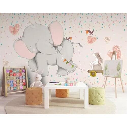 Beibehang wallpaper for walls 3 d Cute cartoon elephant rabbit children room background wall wallpaper home decor papier peint