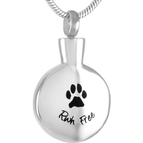 IJD9425 Paw Print Stainess Steel Cremation Keepsake Pendant for Ashes Urn Necklace Heart Memorial Pendant Jewelry
