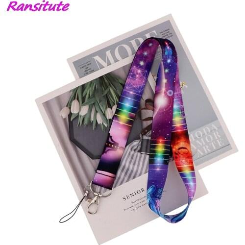 Ransitute R2124 Fashion Starry Sky Yoga Painting Art Key Chain Lanyard Neck Strap For Phone Keys ID Card Creative Lanyards