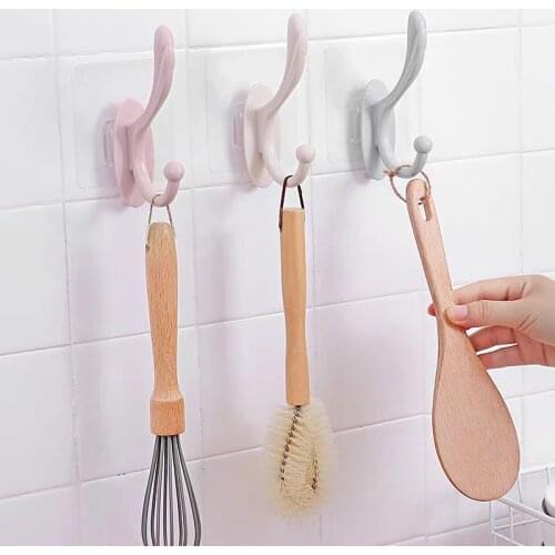 Home Hook Up Behind The Door No Trace Punch-Free Self-Adhesive Super Powerful Hook Up Plastic Clothes And Hats Storage Household