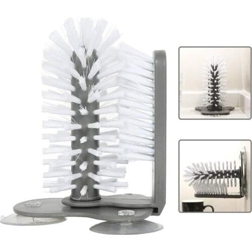 Glass Cup Cleaner for Sink Glass Washer Brush with Suction Base Kitchen Accessories Sink Home Tools with Cups Lip Washing Set