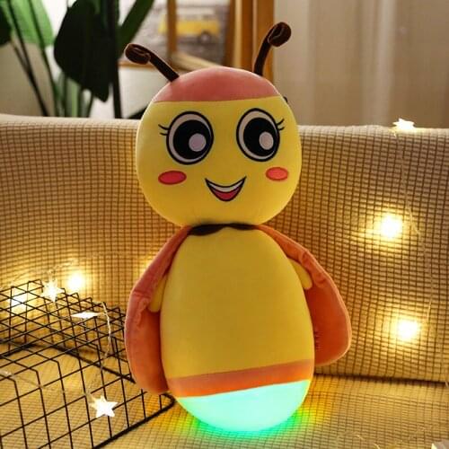Cute Soft Fluorescent Lighting Firefly Plush Toys Stuffed Glowing Baby Appeasing Firefly Dolls or Pillows Nighttime Toys for Kid