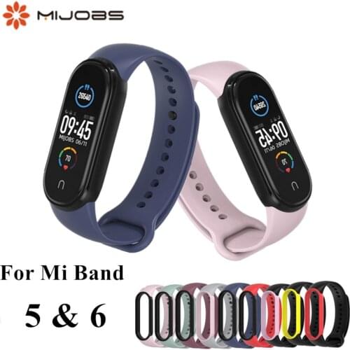 Mijobs Sport Strap for Mi band 6 5 Silicone wrist Bracelet Miband 5 6 Strap Wristband Smart Band mi band5 For Xiaomi Mi Band 5 6