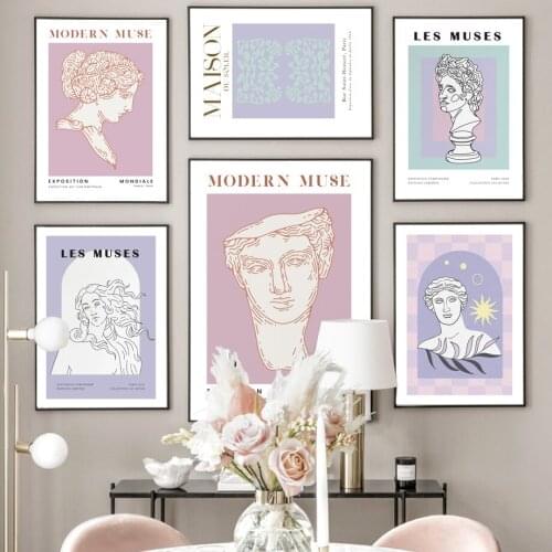 Greek Mythology Les Muses Statue Abstract Vase Wall Art Canvas Painting Nordic Posters And Prints Decor Pictures For Living Room
