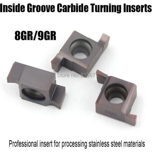 10PCS 8GR 9GR Inside Groove Carbide Turning Inserts 8GR 9GR 100/150/180/200/250/300 Suit for Grooving Turning Tools SNGR