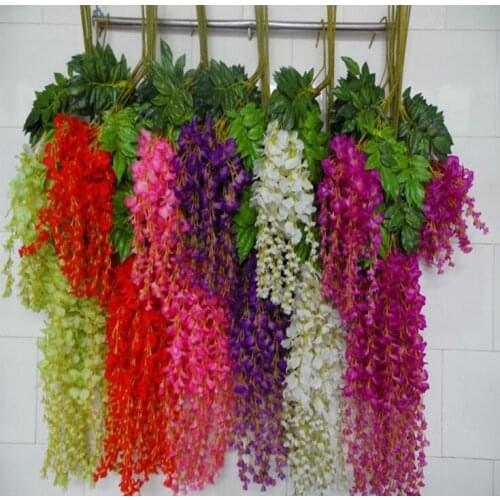 Upscale Simulation Flower Rattan Artificial Silk Wisteria Vine for Wedding Decoration Home Party Ornament Free Shipping