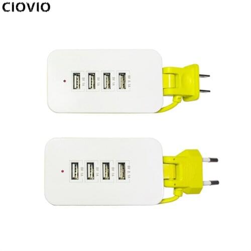 CIOVIO Multi-port fast charger 4usb hole American and European standard conversion two-pin plug small mini row socket EU US