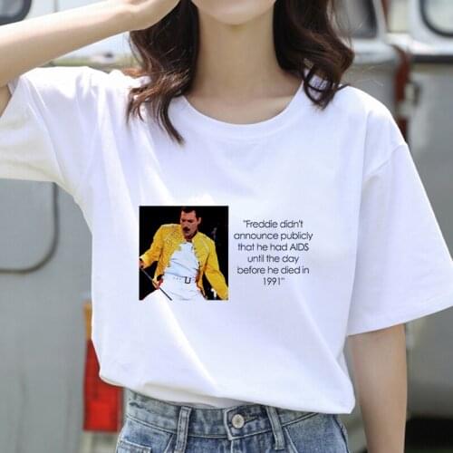 2021 New Camiseta Mujer Queen Band Printing Harajuku Kawaii Streetwear T-shirt Fashion Queen Tshirt