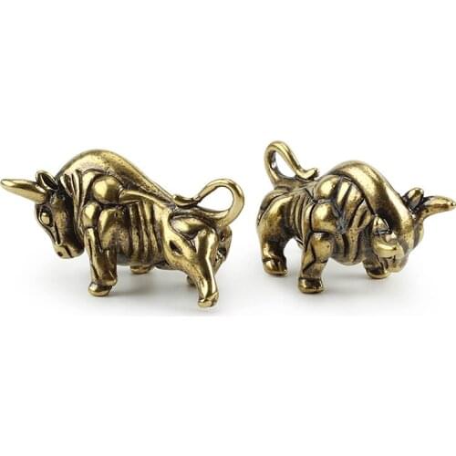 1PCS DIY Brass Cow Paracord Accessories Bullfight Keychain Copper Pendant Brass