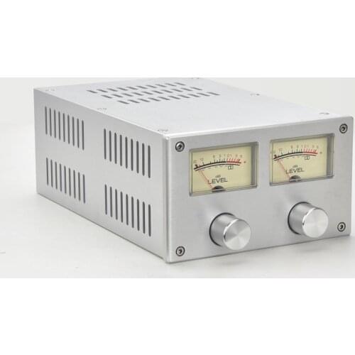 1710 retro dual VU Meter meter all aluminum tube amplifier audio amplifier diy case (W172*H100*D268)