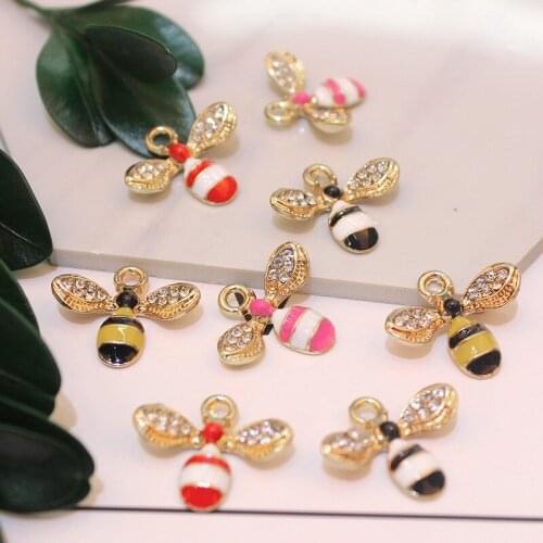 20pcs 14x16mm Enamel Bee charm Alloy Pendant For Making Hair Bracelet Necklace Earrings DIY Jewelry Accessories