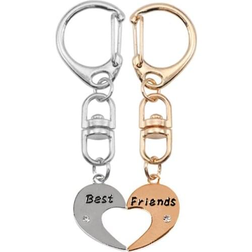 2020 Fashion Good Friend Keychain Simple Creative Heart-shaped Alloy Jewelry Men And Women Schoolbag Pendant Couple Chain Gift