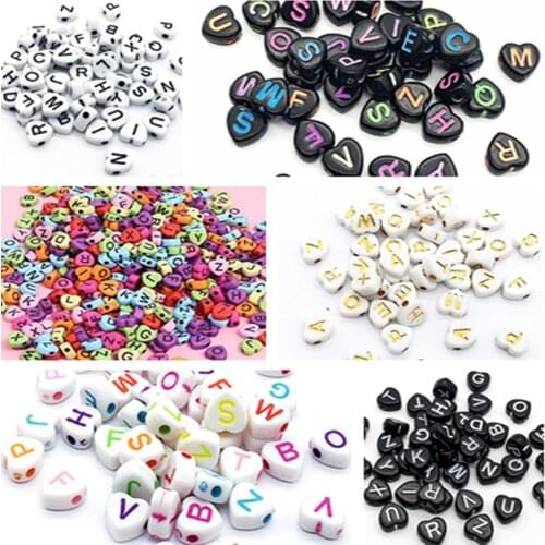 4*7mm100 New Acrylic Love Beads Diy Necklace Bracelet Accessories