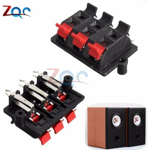 6 Way Channel Speaker Terminal Strip Block Spring Push Release Stereo Plate Release