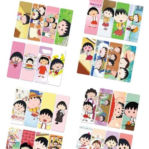 8pcs/set Chibi Maruko-chan PVC Bookmarks Cards Digital Printing