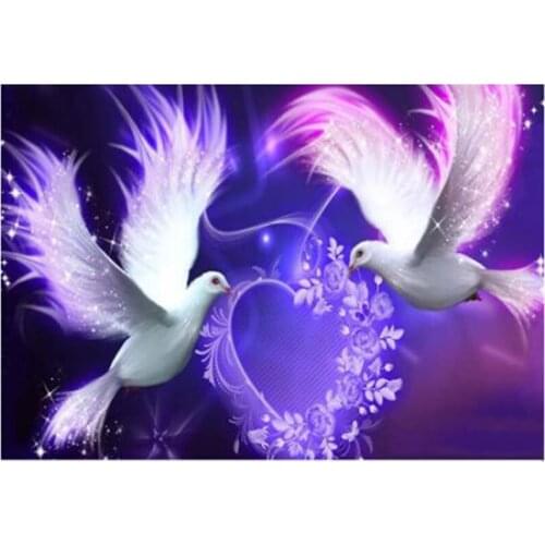 Full Square/Round Drill 5D DIY Purple "Dove Love" Embroidery Cross Stitch Diamond Painting Rhinestones Home Decor FH904