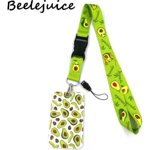 Avocado Fruits Keychain Lanyards Id Badge Holder ID Card Pass Gym Mobile Phone Badge Holder Key Strap Webbings Ribbons Gifts