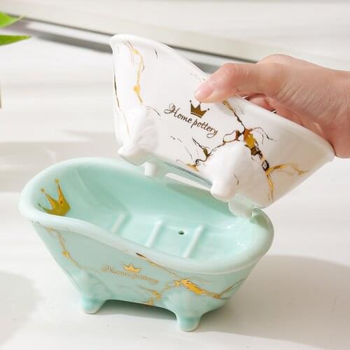 European Modern Fashion Soap Holder Ceramic Soap Dish Holder Bathroom Artistry Soap Tray Toilet Accessories Bathroom Accessories
