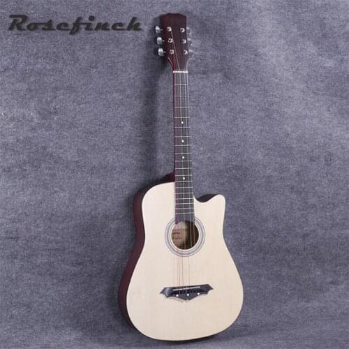 Hot Selling 38 Inch Acoustic Guitar Beginners Practice Guitar Wood Color Basswood Guitar Excellet Musical Instrument Gift AGT13