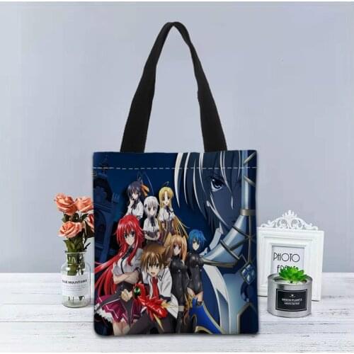 Custom High School dxd Tote Bag Canvas Fabric Handbag Two Sides Printed Shopping Bags Traveling Casual Useful Shoulder Bag 1214