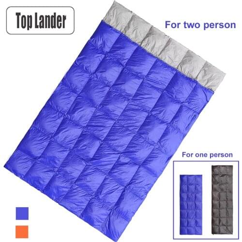 Camping Duck Down Double Sleeping Bag Winter Ultralight Splicing Envelope Outdoor Travel Underquilt Quilt Warm Shawl Blanket