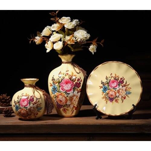 4 Pieces/Set Ceramic Vase With Flowers Ornament Home Decor Modern Vase Living Room Decoration Accessories Vases