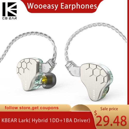 KBEAR Lark 1DD+1BA Hybrid Driver Metal In Ear Earphone HIFI Bass Earbuds Noise Cancelling Headphone with 4N Cable KBEAR KS2 KB04
