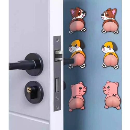 1pcs Soft Rubber Pad Anti-collision Tape 3D Protect The Wall Self Adhesive Door Stopper Cartoons Shaped Door Fender Stickers Car