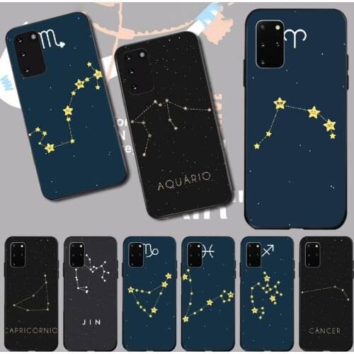 PENGHUWAN 12 constellations zodiac signs Soft Silicone Black Phone Case for Samsung S20 plus Ultra S6 S7 edge S8 S9 plus S10 5G