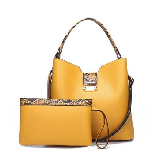 2021 New European American Fashion Shoulder Bag Fashion With Two-Piece Set Female Bag Hit Color Bucket Bag Luxury Womens Handbag