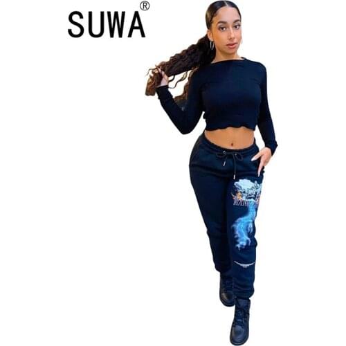 2021 New Product High Street Fashion Cool Girl Streetwear Vintage Casual Printed Dance K-Pop Style Baggy High Waisted Pants