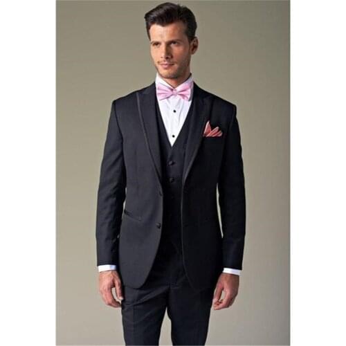 New Men’s Suit Smolking Noivo Terno Slim Fit Easculino Evening Suits For Men Navy Peak Lapel Groom Tuxedos Groomsmen Best man (J