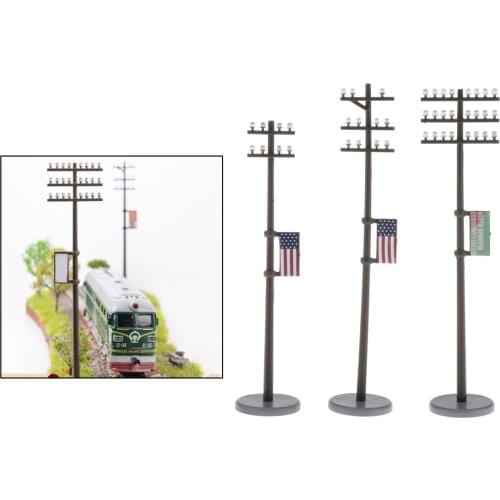 O Scale 1:42 Plastic Telephone Poles for Train Tracks Arrangement Accessories 3 Pieces