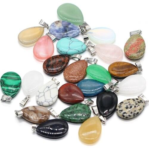 Wholesale 2pcs Natural Stone Pendants Drop Shape Tiger Eye Opal Crystal Charms for Jewelry Making DIY Earring Necklaces Gift