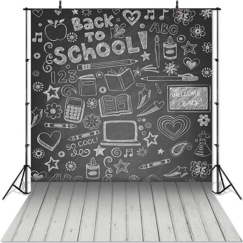 Children Blackboard Photography Backdrop Back to School Background for Photo Studio Photoshoot Wood Floor Back to School