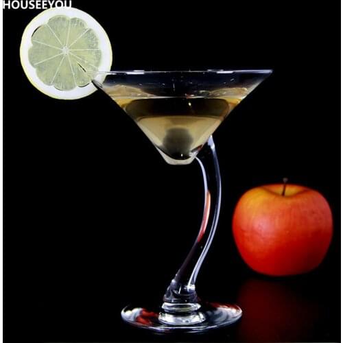 Bend Stem Glass Cup Drinkware Wine Shot Mixed Drinks Martini Cocktail Glass Goblet Champagne Wine Flutes Glassware Mug Bar Party