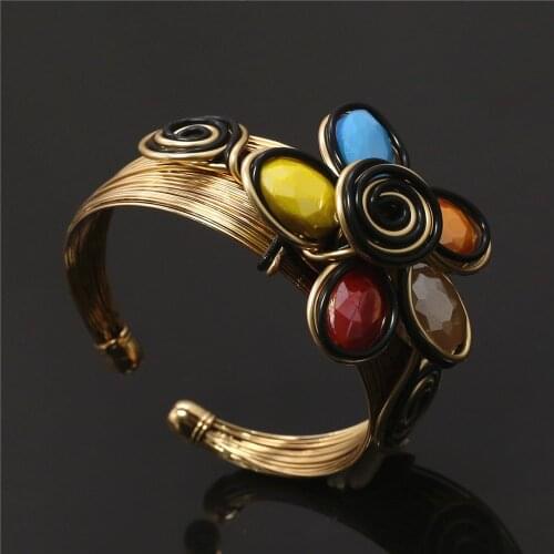 Flower Resin Luxurious Chain Exaggerate Big Crystal Wristband Women Bracelets Fashion Girl Bangle Female Jewelry