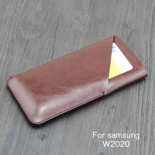 W2020 Double layer Universal Fillet holster Phone Straight leather case retro for samsung W2020 pouch