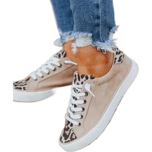 2021 Autumn Women Sneakers Casual Lace Up Breathable Platform Sport Shoes Fashion Suede Leather Running Leopard Shoes Sneaker